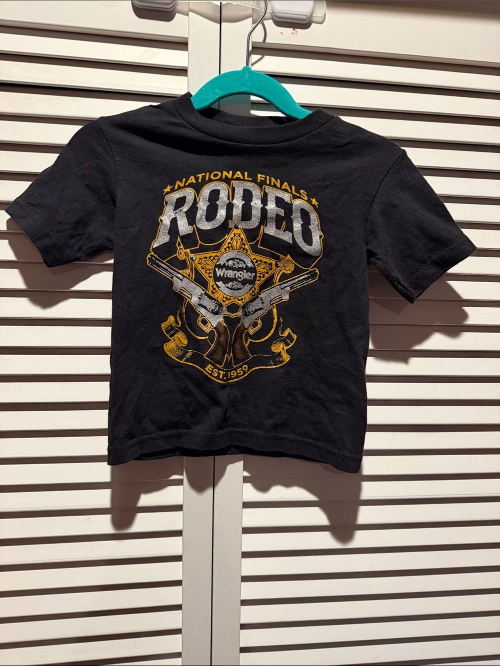 Wrangler Black Kids 'Rodeo' Graphic Short-Sleeve Tee with Gold Accents